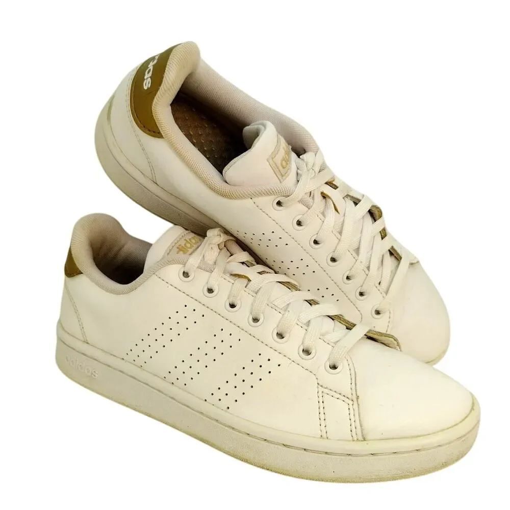 Adidas Advantage Women's White Leather Sneakers - Size 8